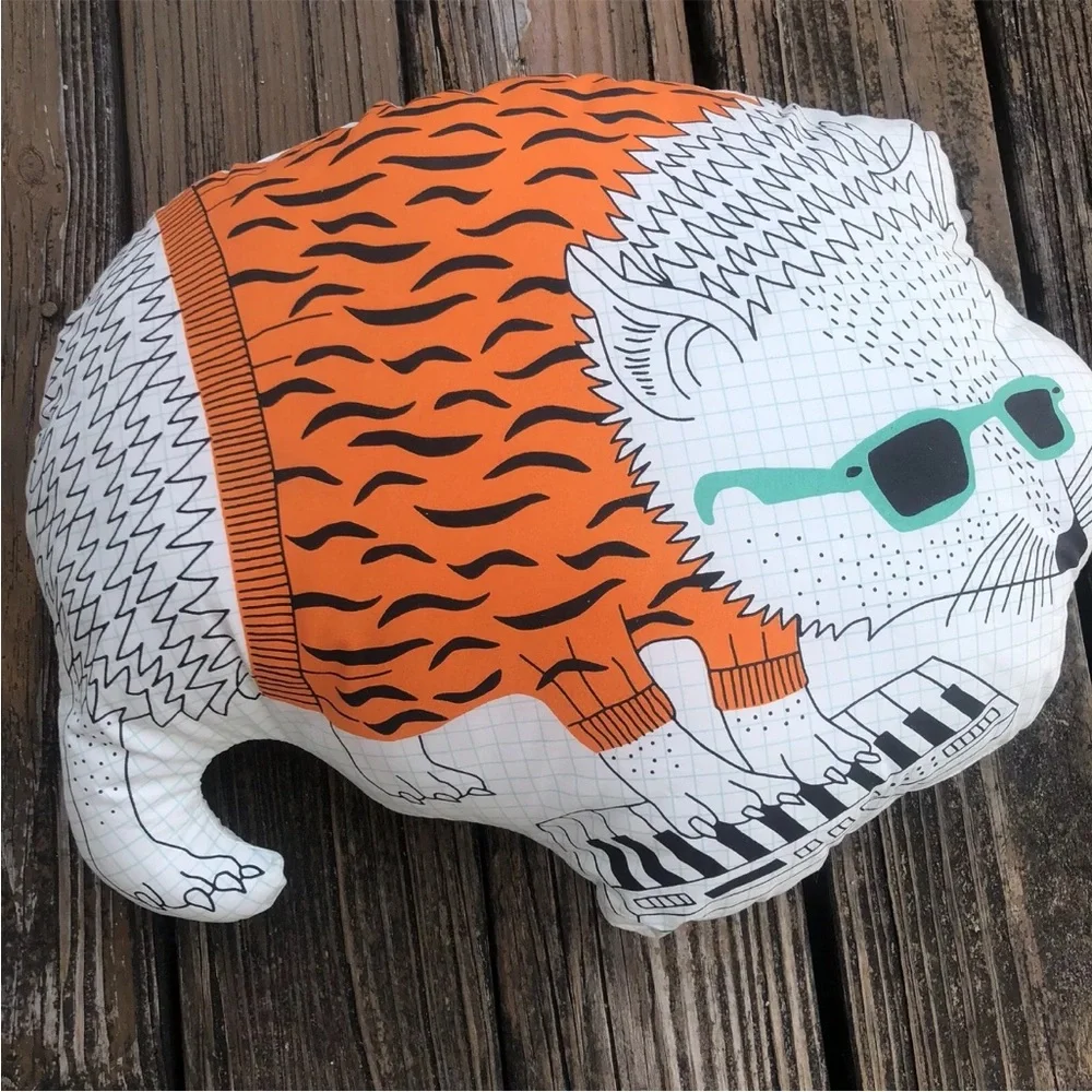 IKEA Thorine Hedgehog Pillow Playing Keyboard Piano Plush 17x12 Orange Black NEW
